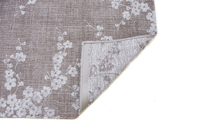 5' Gray and White Round Oriental Non Skid Area Rug