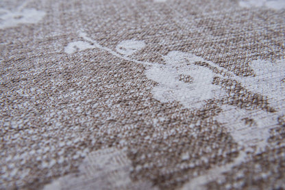 5' Gray and White Round Oriental Non Skid Area Rug