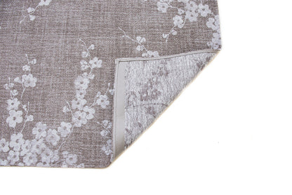 8' Gray and White Round Oriental Non Skid Area Rug