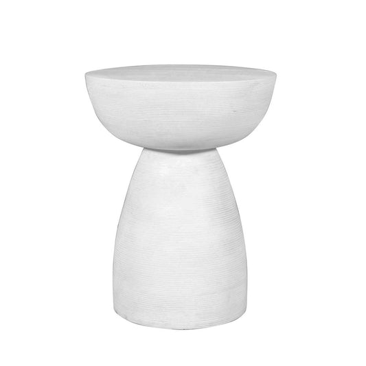 22" White Distressed Solid Wood Round End Table