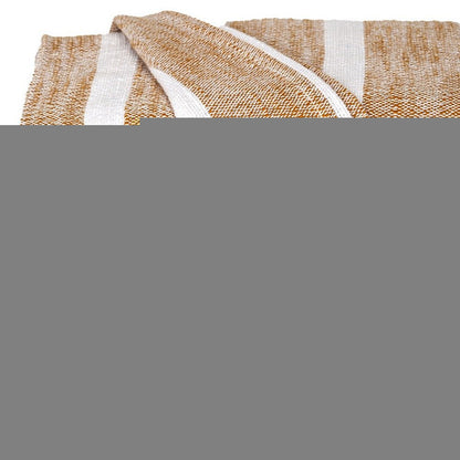 50" X 60" Gold and Ivory Woven Cotton Striped Throw Blanket with Tassels