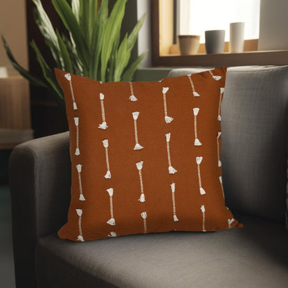 18" Terra Cotta Striped Cotton Throw Pillow With Texture