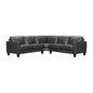 Black Leather L Shaped Three Piece Corner Sectional