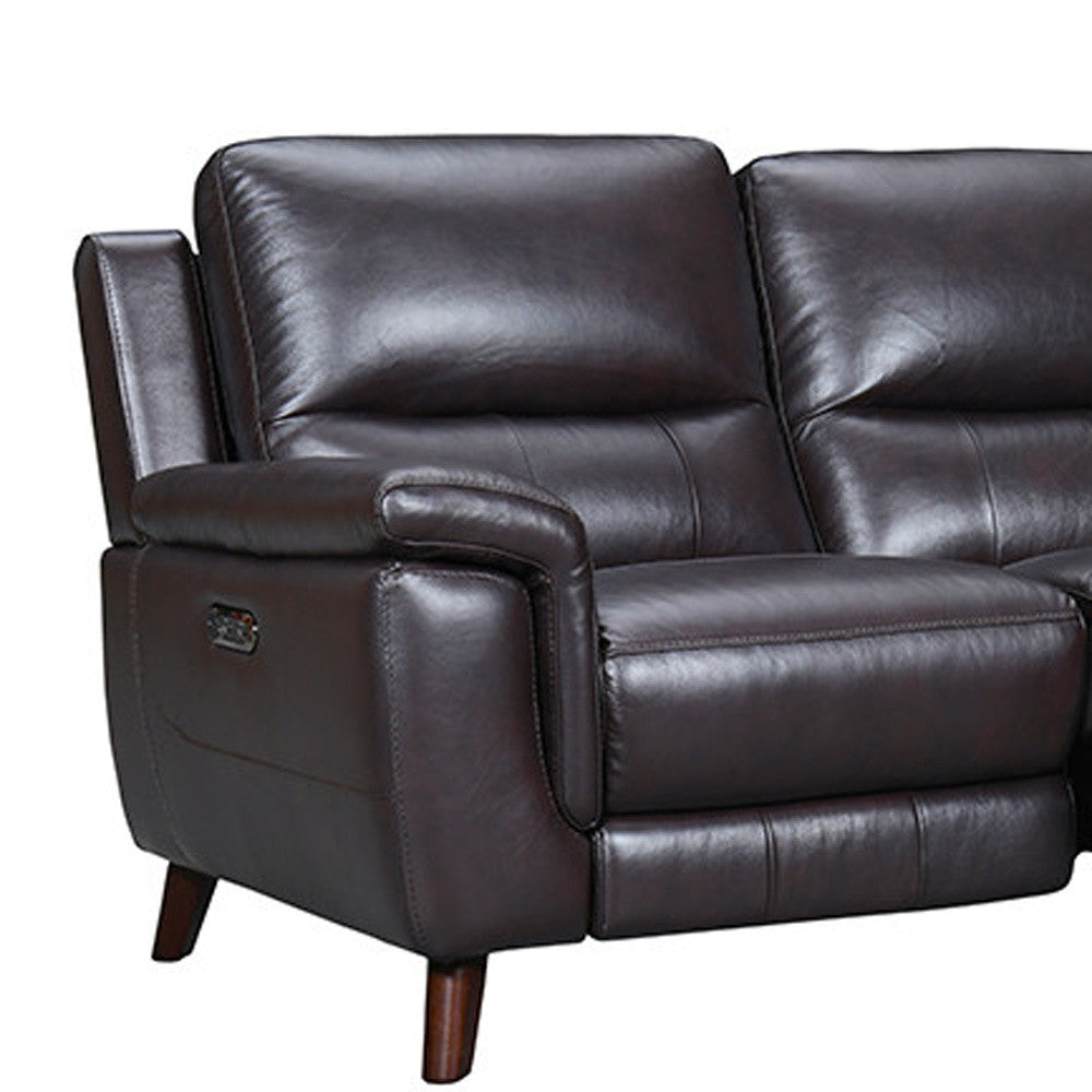 Three Piece Indoor Brown Leather Six Person Seating Set