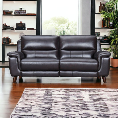 Three Piece Indoor Brown Leather Six Person Seating Set