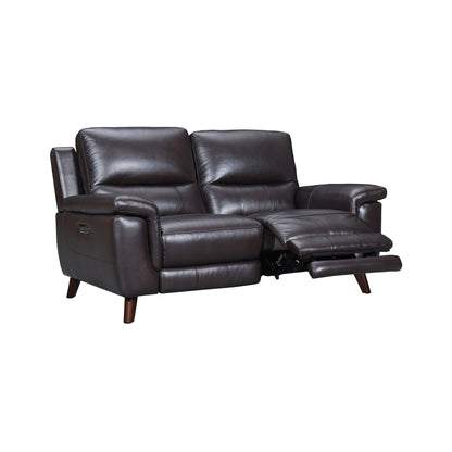 Three Piece Indoor Brown Leather Six Person Seating Set