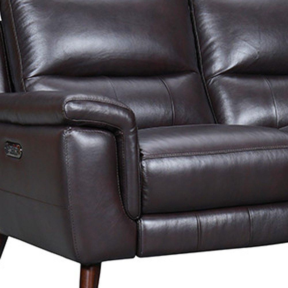 Three Piece Indoor Brown Leather Six Person Seating Set