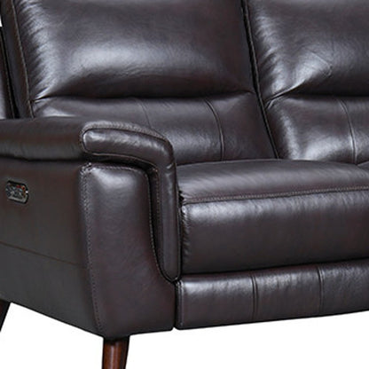Three Piece Indoor Brown Leather Six Person Seating Set