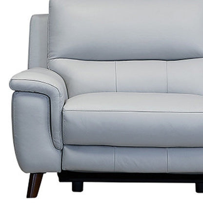 Three Piece Indoor Gray Leather Six Person Seating Set