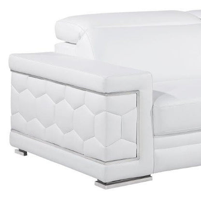 89" White Leather Sofa