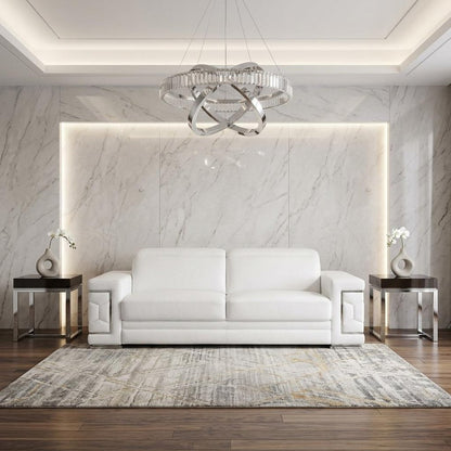 89" White Leather Sofa