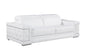 89" White Leather Sofa With Silver Legs