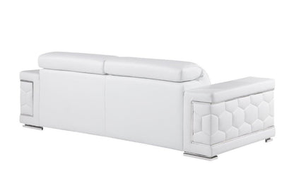 89" White Leather Sofa