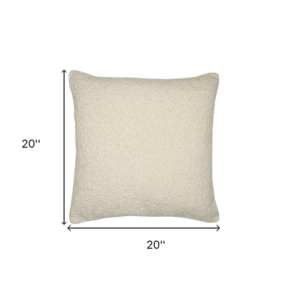 20" Ivory Throw Pillow With Shag