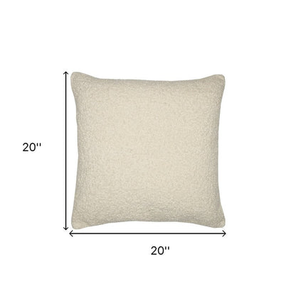 20" Ivory Throw Pillow With Shag