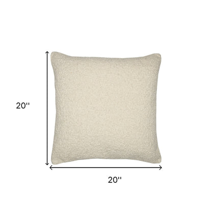 20" Ivory Throw Pillow With Shag