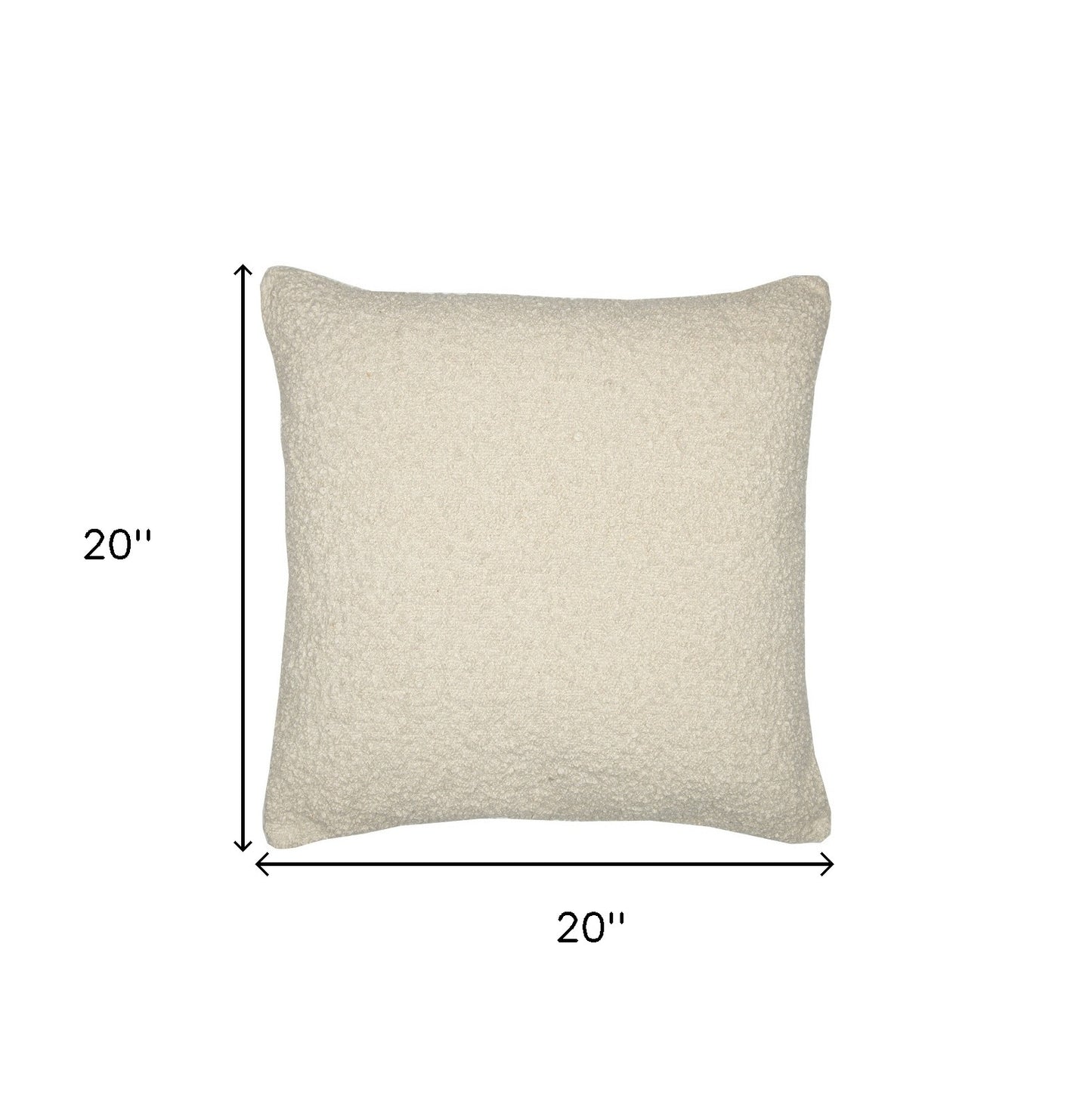 20" Ivory Throw Pillow With Shag