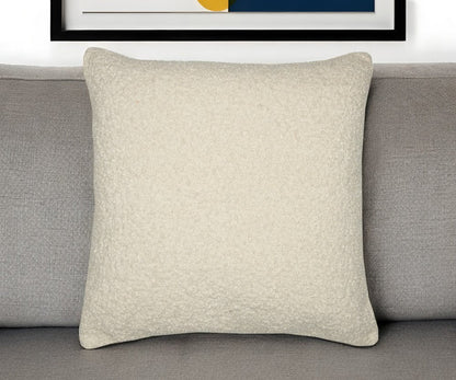 20" Ivory Throw Pillow With Shag