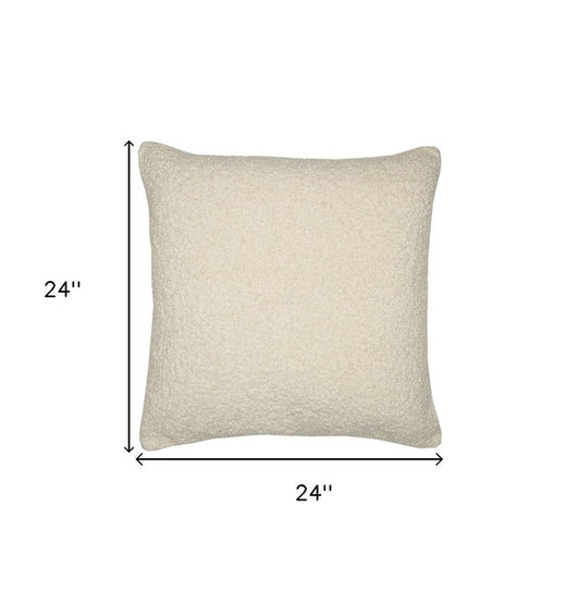 20" Ivory Throw Pillow With Shag