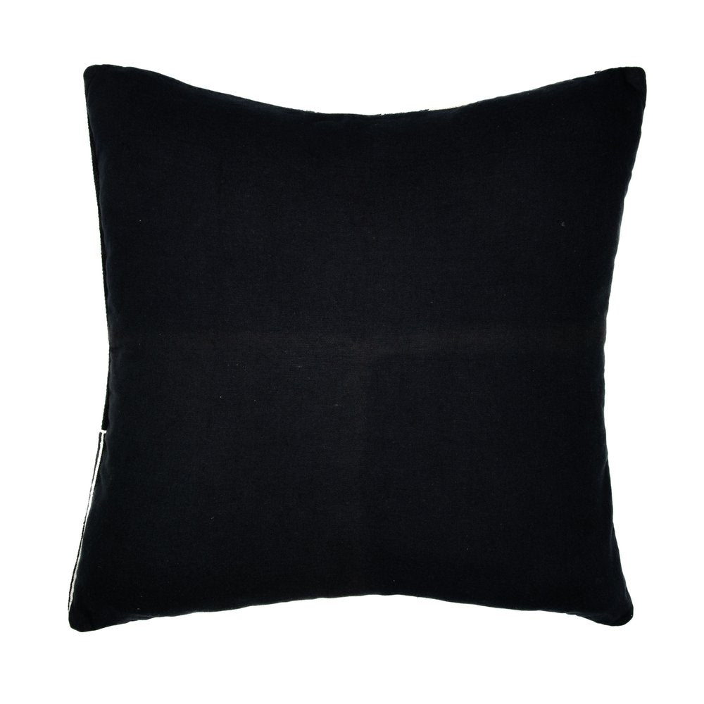 24" Blue and White Geometric Cotton Throw Pillow With Embroidery