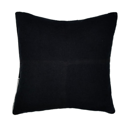 24" Blue and White Geometric Cotton Throw Pillow With Embroidery