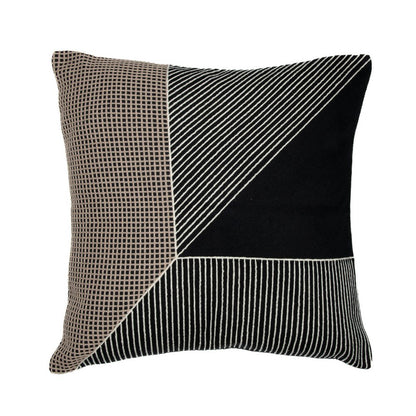 24" Blue and White Geometric Cotton Throw Pillow With Embroidery