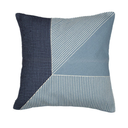 20" Black and White Geometric Cotton Throw Pillow With Embroidery