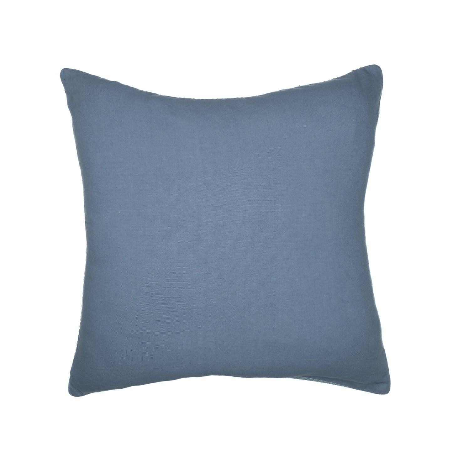 20" Blue and White Geometric Cotton Throw Pillow With Embroidery