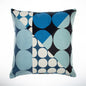 24" Blue and Ivory Geometric Cotton Throw Pillow With Embroidery
