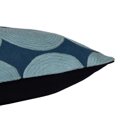 20" Beige and Black Geometric Cotton Throw Pillow With Embroidery