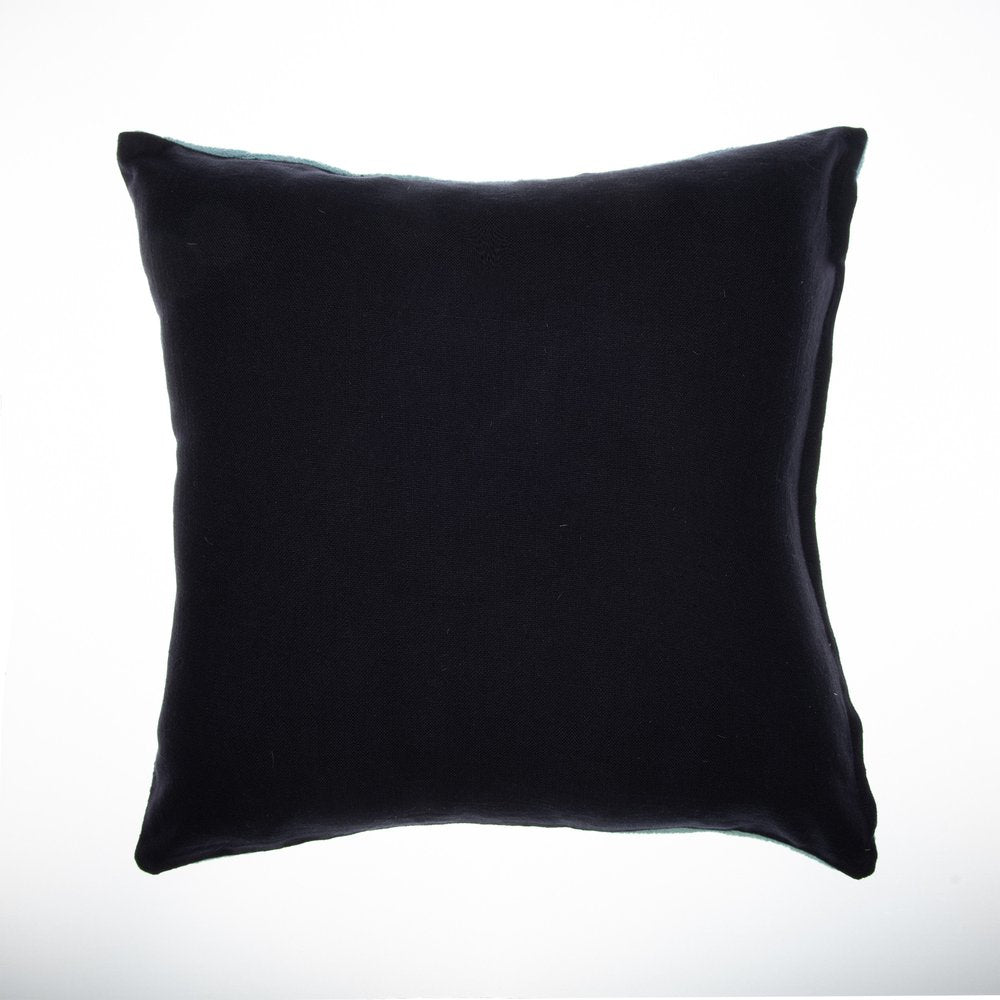 24" Beige and Black Geometric Cotton Throw Pillow With Embroidery