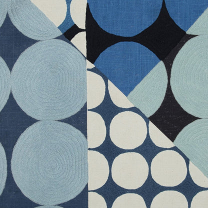 20" Beige and Black Geometric Cotton Throw Pillow With Embroidery