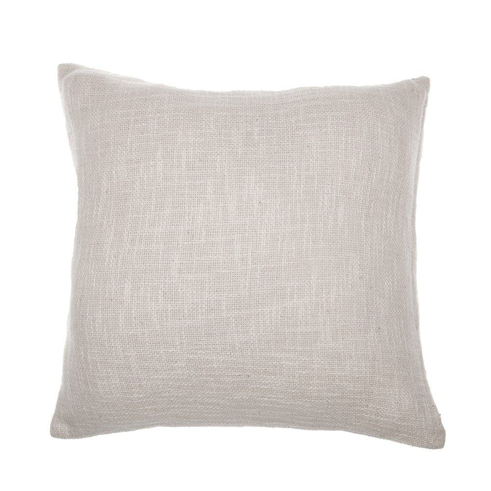 24" Red and Ivory Geometric Cotton Blend Throw Pillow With Embroidery