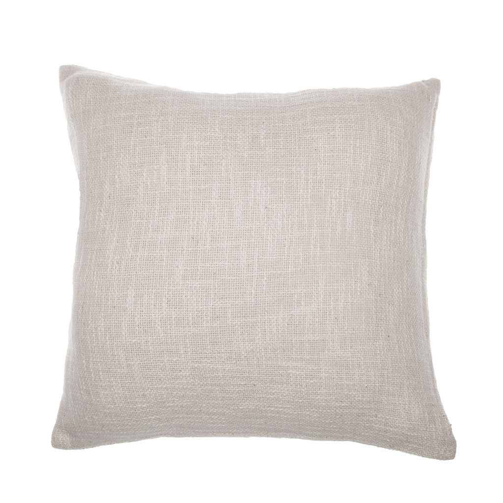 20" Ivory Geometric Cotton Blend Throw Pillow With Embroidery