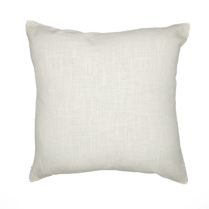 24" Ivory and Blue Geometric Cotton Blend Throw Pillow  With Embroidery