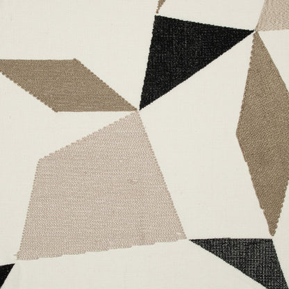 20" Blue and Beige Geometric Cotton Blend Throw Pillow With Embroidery