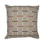 20" Beige Check Cotton Blend Throw Pillow With Embroidery
