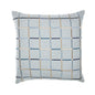 24" Beige Check Cotton Blend Throw Pillow With Embroidery