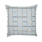 20" Beige Check Cotton Blend Throw Pillow With Embroidery