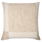 24" Beige and White Check Silk Throw Pillow With Embroidery