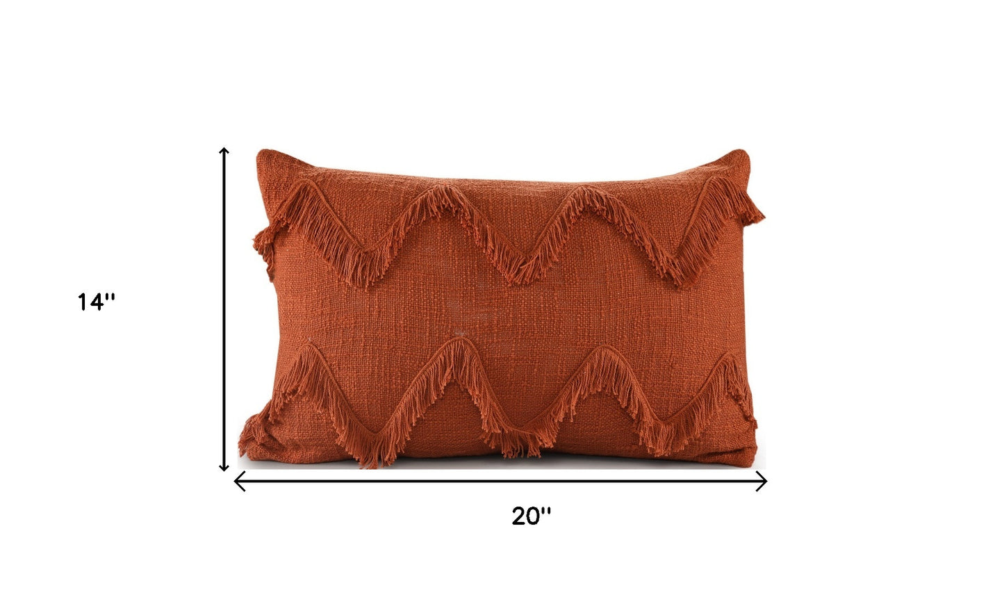 14" X 36" Orange 100% Cotton Zippered Pillow