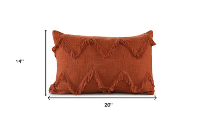 14" X 36" Orange 100% Cotton Zippered Pillow