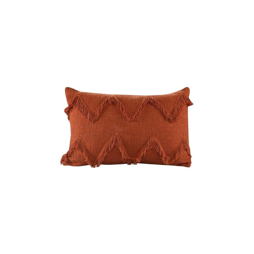 14" X 36" Orange 100% Cotton Zippered Pillow