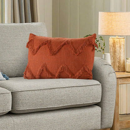 14" X 36" Orange 100% Cotton Zippered Pillow