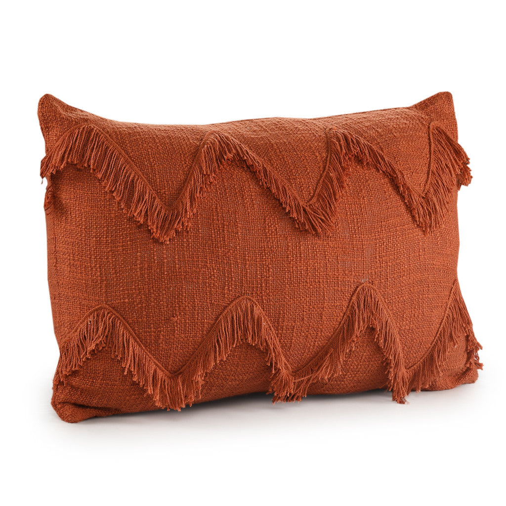 14" X 36" Orange 100% Cotton Zippered Pillow