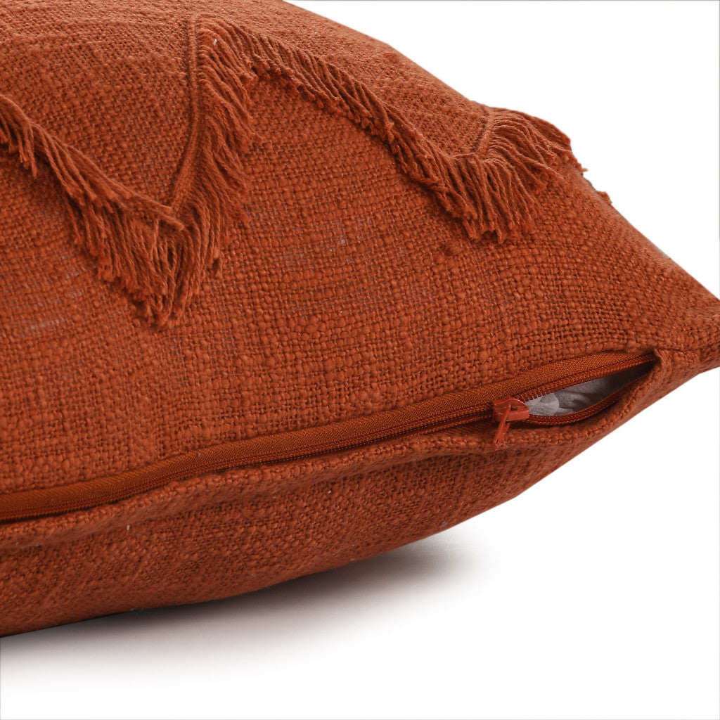 14" X 36" Orange 100% Cotton Zippered Pillow