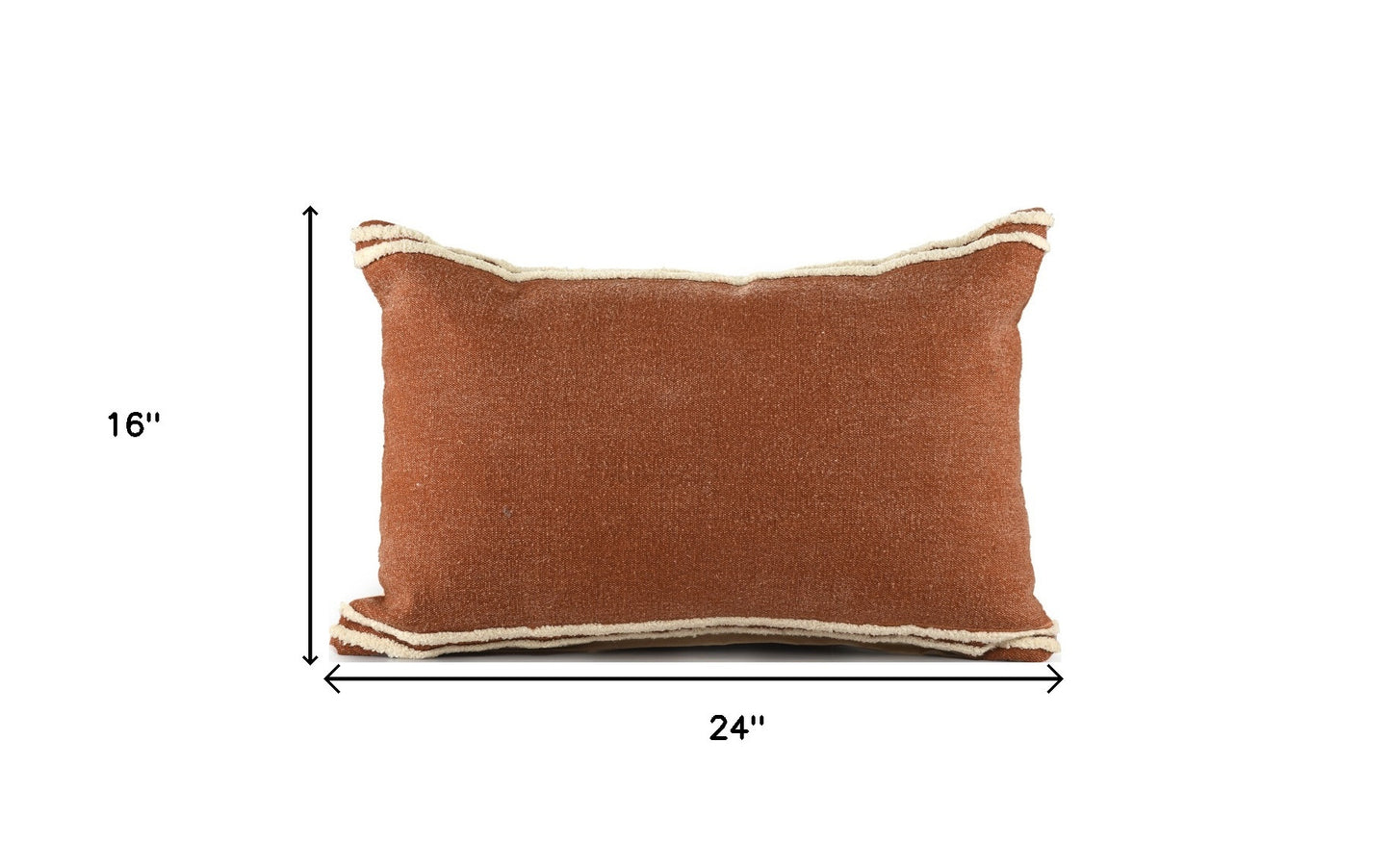 20" X 20" Cinnamon And White 100% Cotton Striped Zippered Pillow