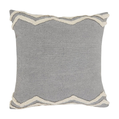 20" X 20" Light Gray Micro Chip Gray And White 100% Cotton Chevron Zippered Pillow