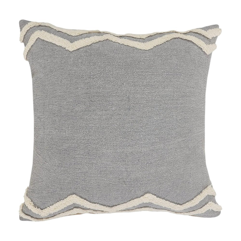 14" X 36" Gray And Tan Cotton Chevron Throw Pillow