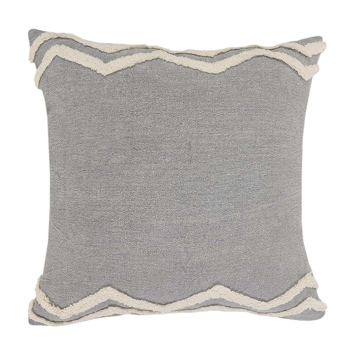 20" X 20" Light Gray Micro Chip Gray And White 100% Cotton Chevron Zippered Pillow